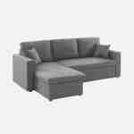 Canapé d'angle convertible en tissu gris chiné foncé - IDA - 3 places, fauteuil d'angle réversible coffre rangement lit modulable  Photo5