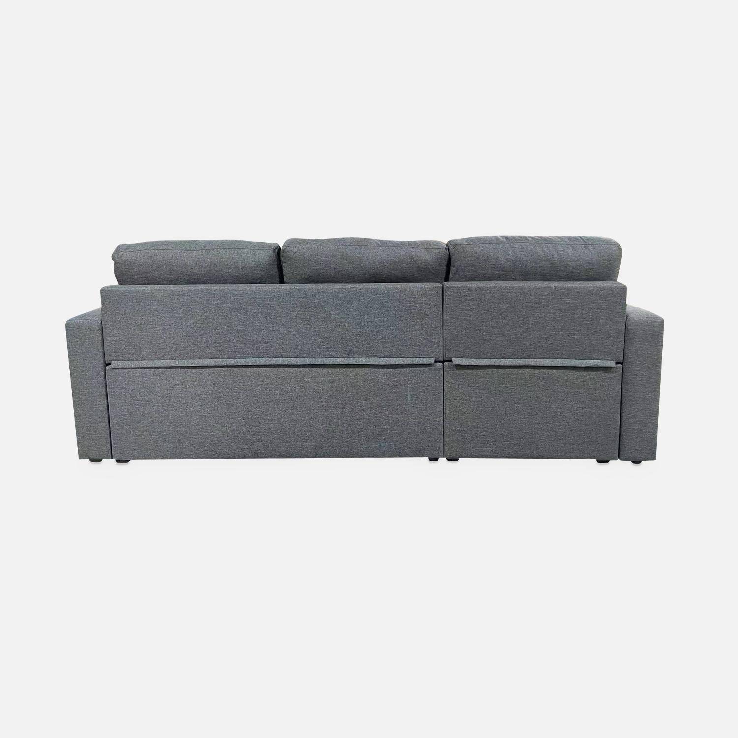 Canapé esquinero convertible en tejido gris moteado oscuro - IDA - 3 plazas, sillón esquinero reversible, caja de almacenaje, cama modular  Photo7