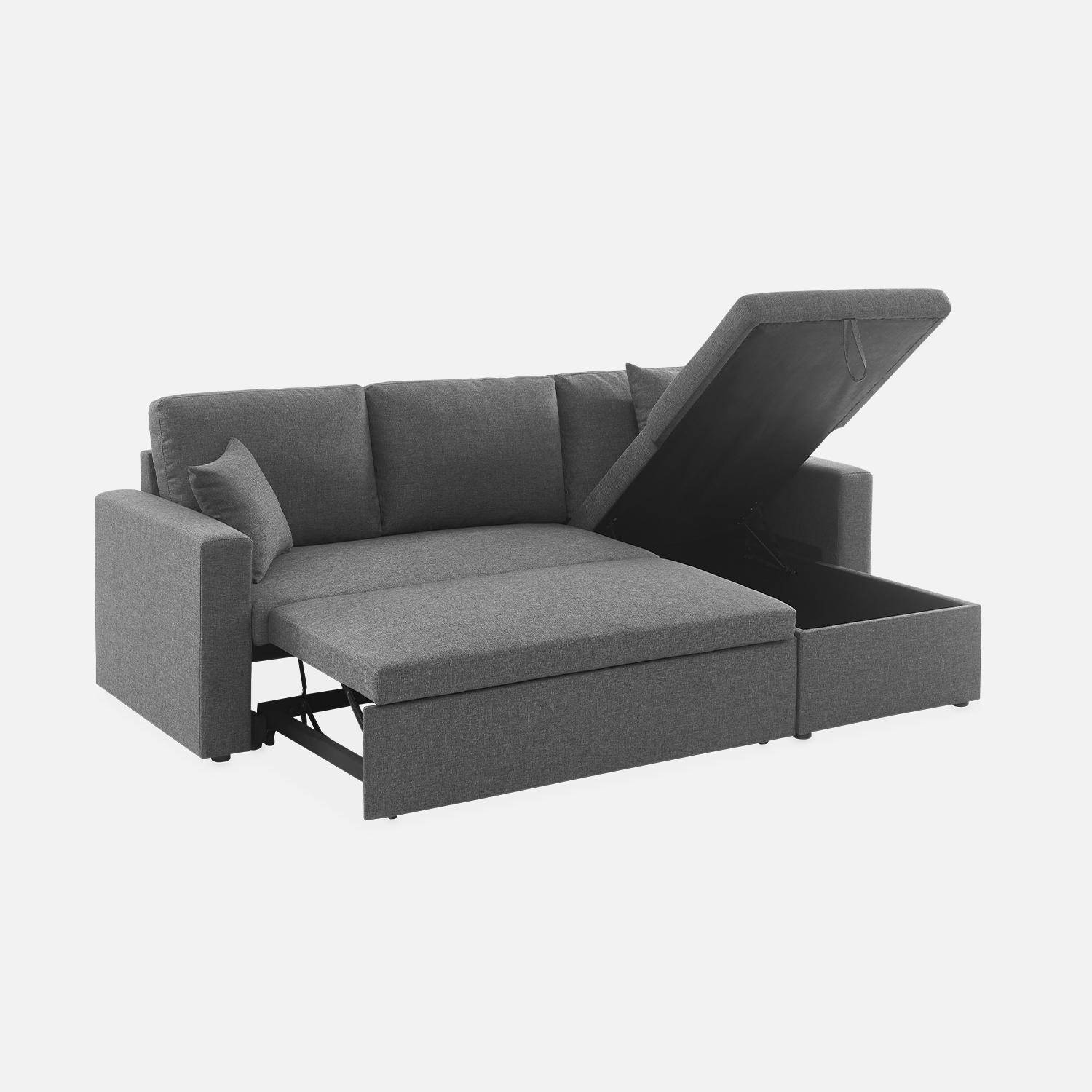 Stoffen donkergrijze bedbank met chaise longue en opbergruimte - IDA - 3-zits, omkeerbare hoeksalon, opbergruimte, zetelbed Photo8