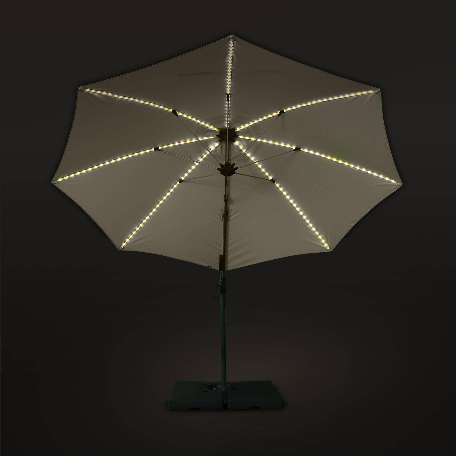 Ronde LED zweefparasol Ø300 cm  – Dinard – beige – zweefparasol, kantelbaar, inklapbaar en 360°draaibaar, glasvezel baleinen Photo4