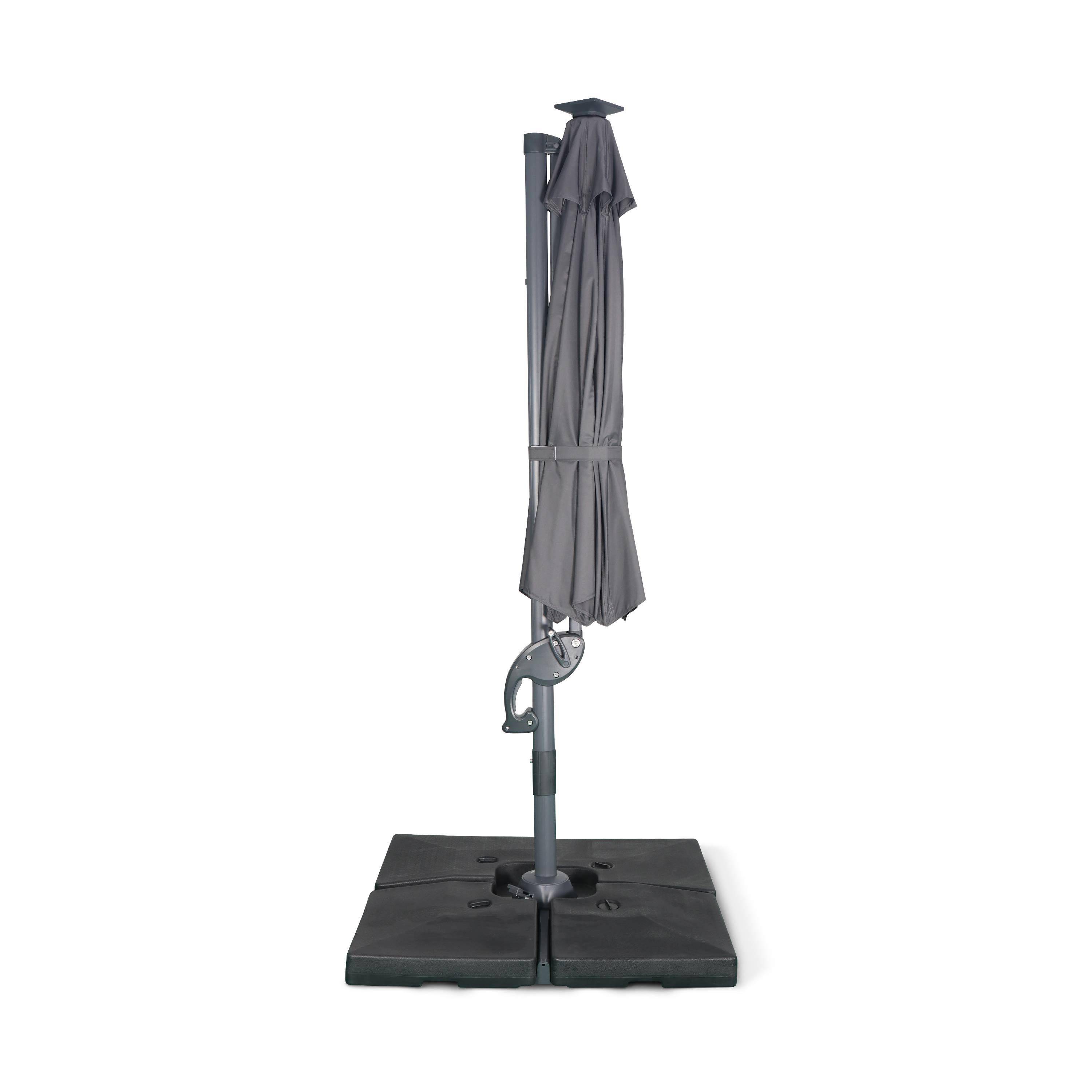 Ombrellone led tondo decentrato Ø300 cm - Dinard - Grigio - ombrellone decentrato, basculante, ribaltabile e girevole 360°, stecche in fibra di vetro Photo6