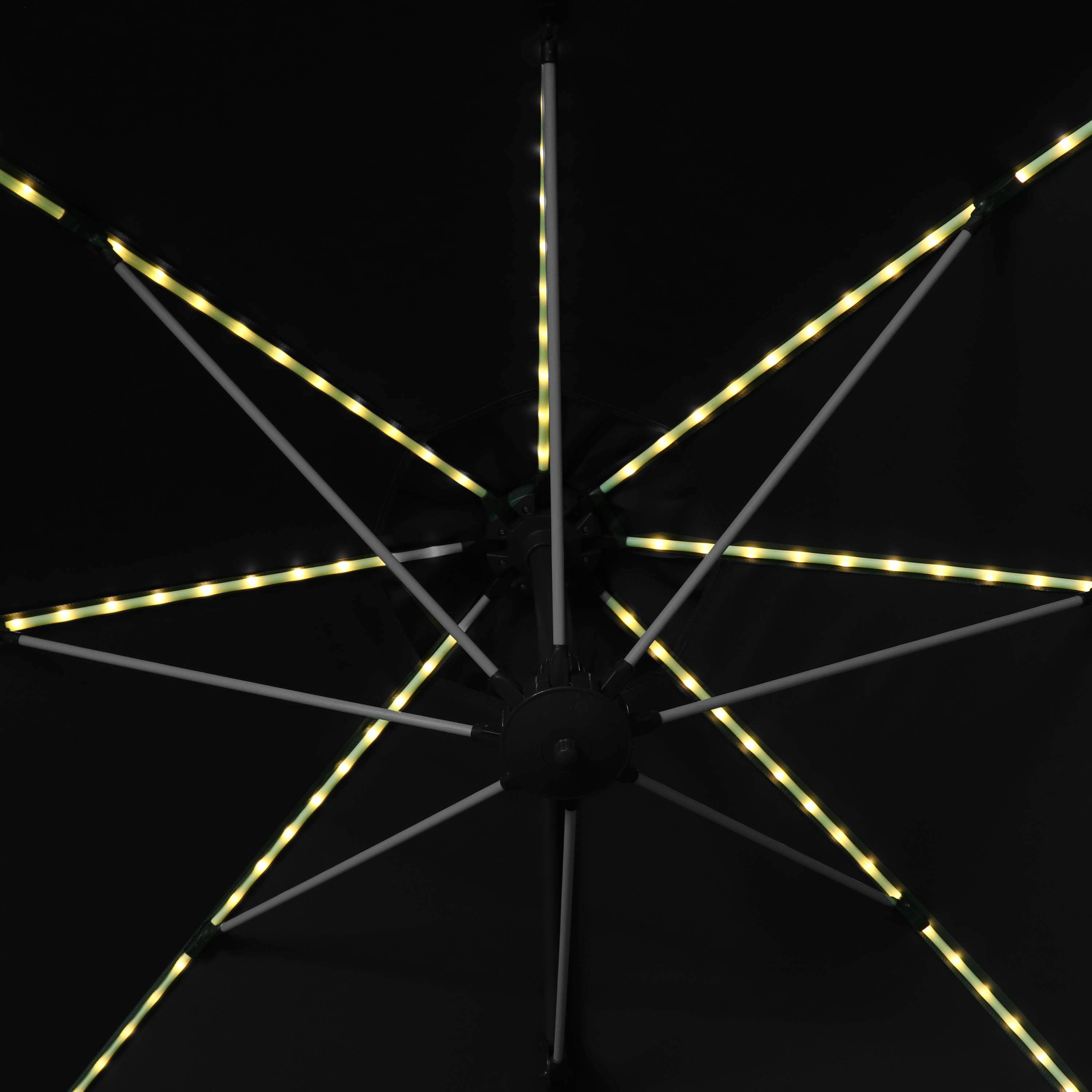 Ombrellone led tondo decentrato Ø300 cm - Dinard - Grigio - ombrellone decentrato, basculante, ribaltabile e girevole 360°, stecche in fibra di vetro Photo3