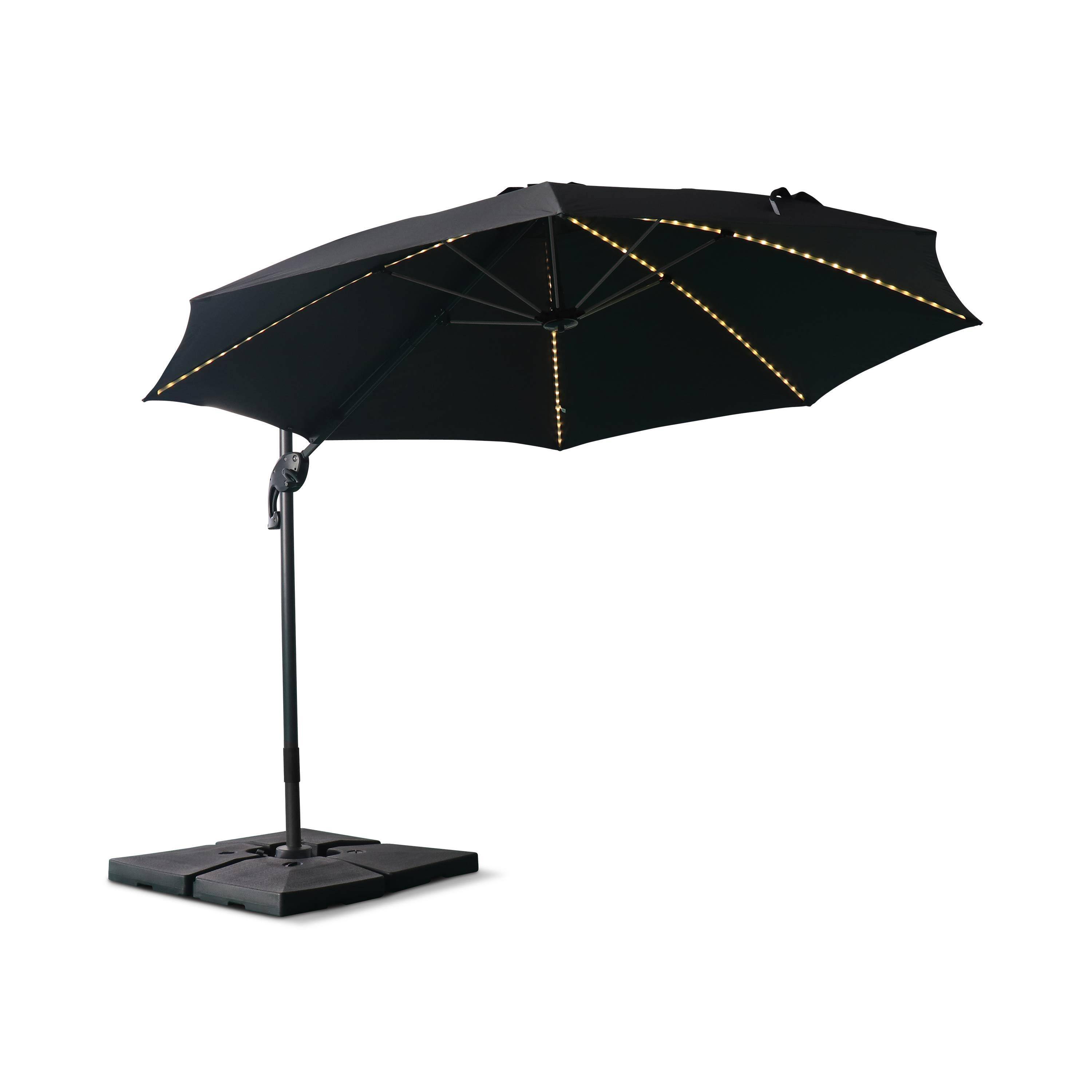 Ombrellone led tondo decentrato Ø300 cm - Dinard - Grigio - ombrellone decentrato, basculante, ribaltabile e girevole 360°, stecche in fibra di vetro Photo4