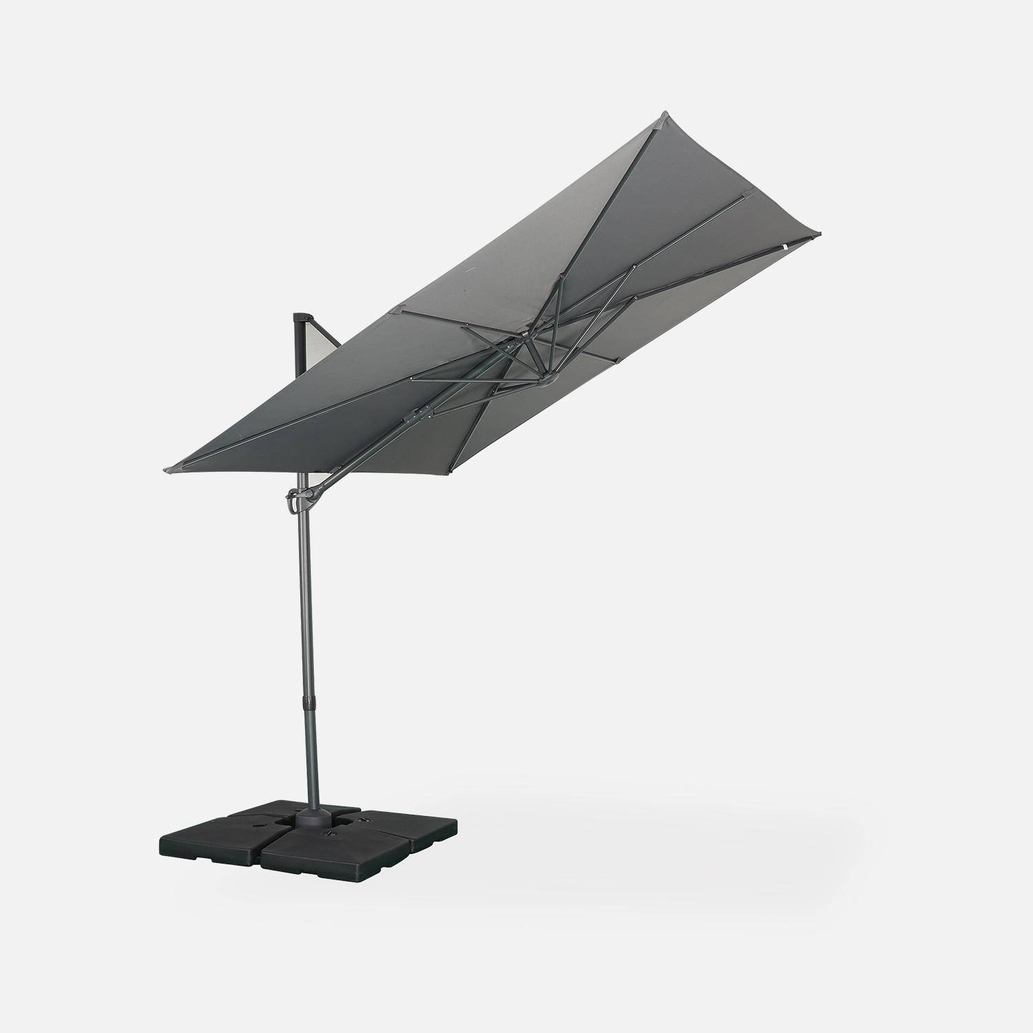 Parasol déporté carré 250 x 250 cm – Andernos – gris – parasol exporté, inclinable, rabattable et rotatif à 360° Photo3