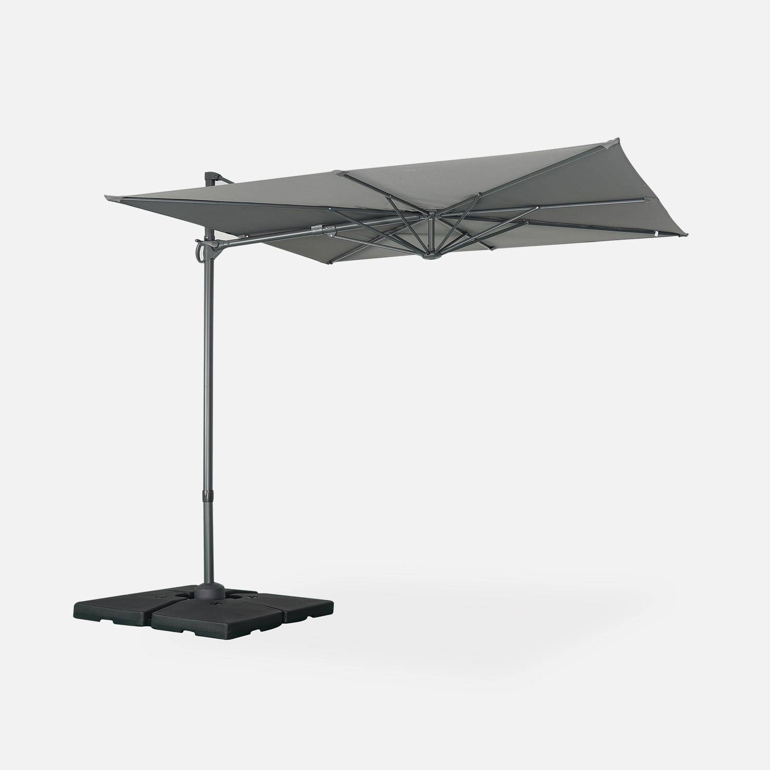 Parasol déporté carré 250 x 250 cm – Andernos – gris – parasol exporté, inclinable, rabattable et rotatif à 360° Photo1