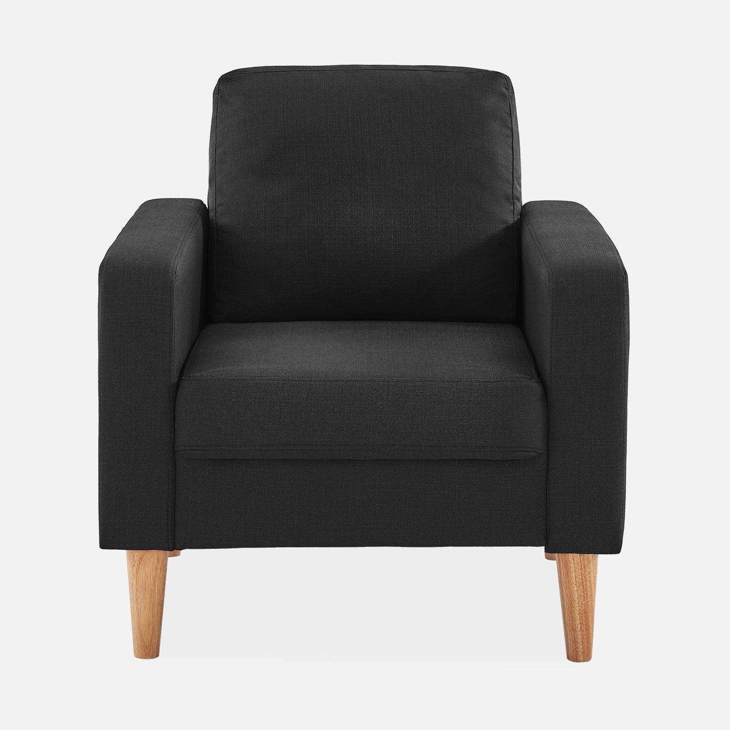 Sillón de tela gris oscuro - Bjorn - Sillón 1 plaza fijo recto patas madera, sillón escandinavo   Photo3