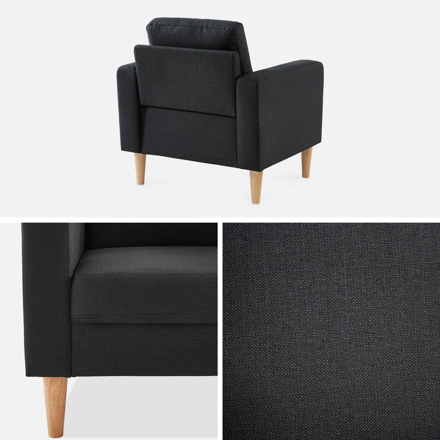 Sillón de tela gris oscuro - Bjorn - Sillón 1 plaza fijo recto patas madera, sillón escandinavo   Photo4