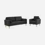 Donkergrijze stoffen zetel - Bjorn - 1-zits sofa met houten poten, Scandinavische stijl Photo5