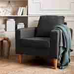 Donkergrijze stoffen zetel - Bjorn - 1-zits sofa met houten poten, Scandinavische stijl Photo1