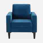 Blauwe velours armstoel - Bjorn - 1-zits sofa, rechte houten poten Photo4