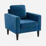 Blauwe velours armstoel - Bjorn - 1-zits sofa, rechte houten poten Photo3