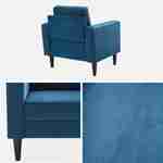 Blauwe velours armstoel - Bjorn - 1-zits sofa, rechte houten poten Photo5