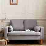 Canapé en tissu gris clair - Bjorn - Canapé 2 places fixe droit pieds bois, style scandinave   Photo1