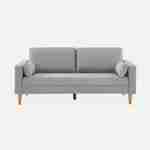 Lichtgrijze stoffen driezits sofa - Bjorn - 3-zits bank met houten poten, scandinavische stijl   Photo3
