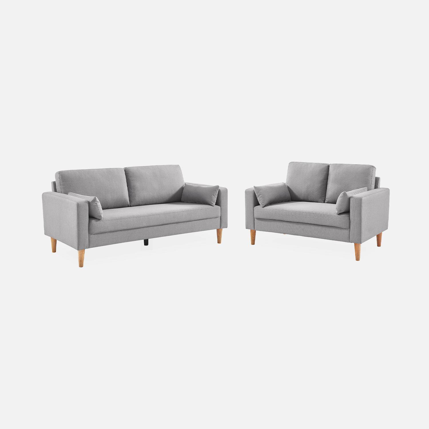 Lichtgrijze stoffen driezits sofa - Bjorn - 3-zits bank met houten poten, scandinavische stijl   Photo5