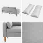 Lichtgrijze stoffen driezits sofa - Bjorn - 3-zits bank met houten poten, scandinavische stijl   Photo4