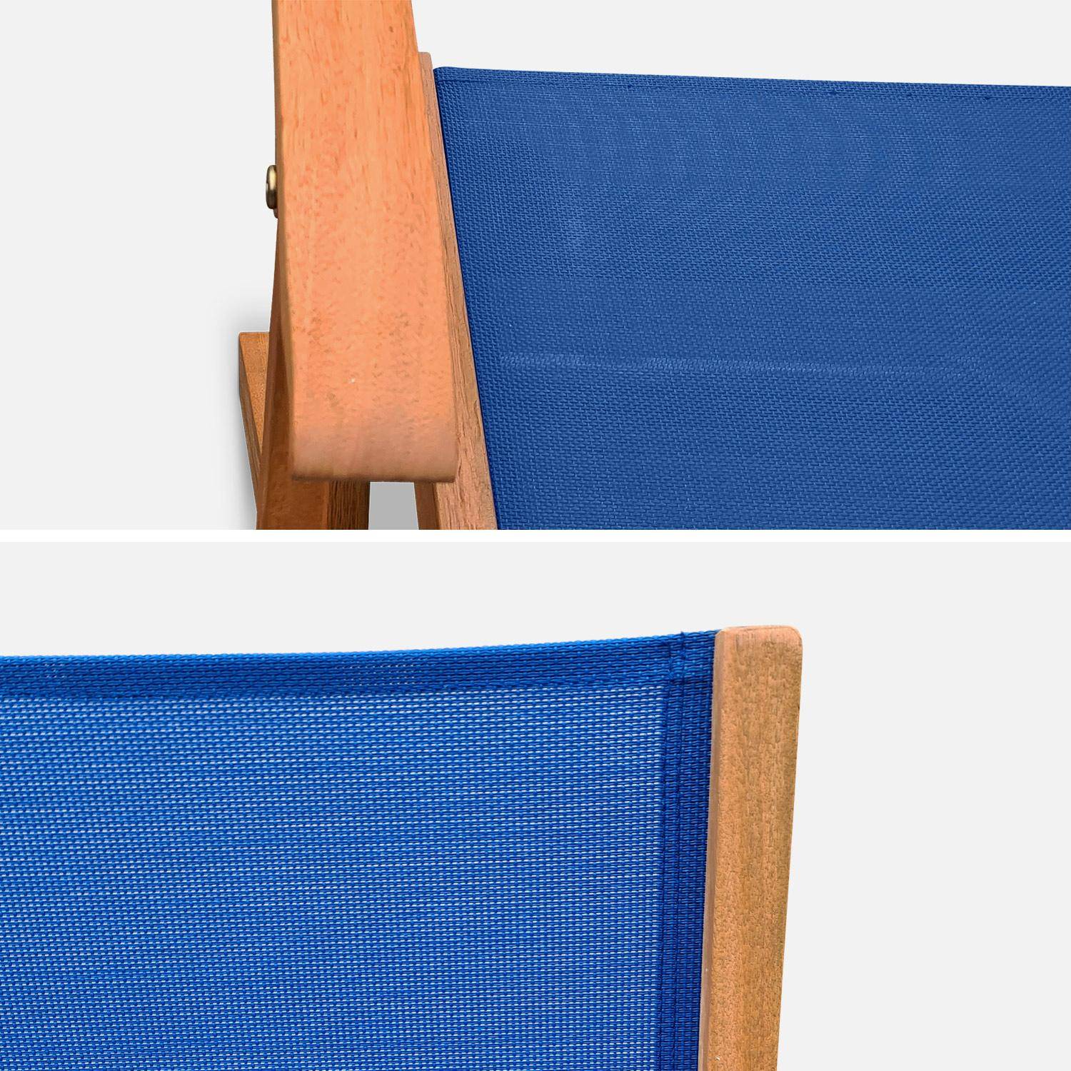 Fauteuils de jardin en bois et textilène - Almeria Bleu nuit - 2 fauteuils pliants en bois d'Eucalyptus FSC huilé et textilène Photo3