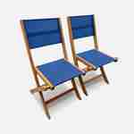 Chaises de jardin en bois et textilène - Almeria Bleu nuit - 2 chaises pliantes en bois d'Eucalyptus FSC huilé et textilène Photo1