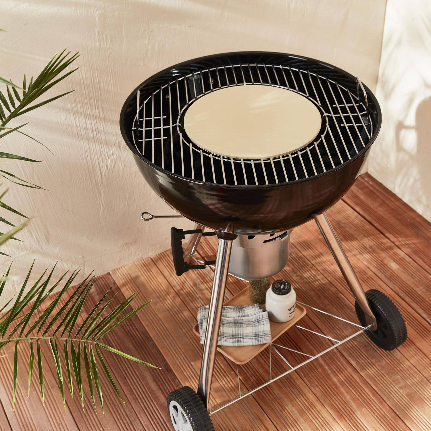 Ensemble de cuisson pour barbecue au charbon – Wok, gril, plaque réversible, pierre, pour grille amovible Ø30cm Photo4