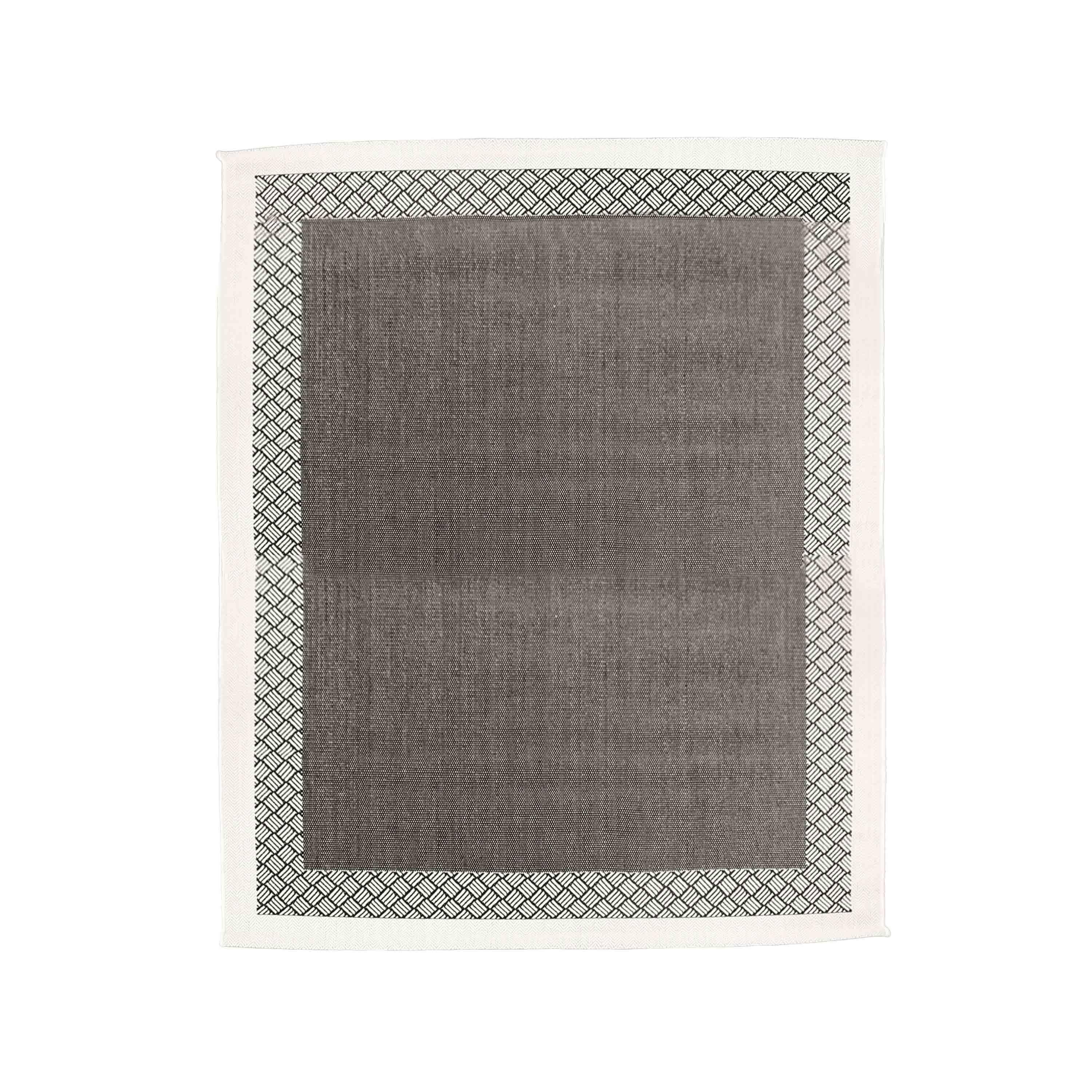Buiten/binnen tapijt 160x230 cm, dubbel dambord patroon, zwart/grijs  Photo1