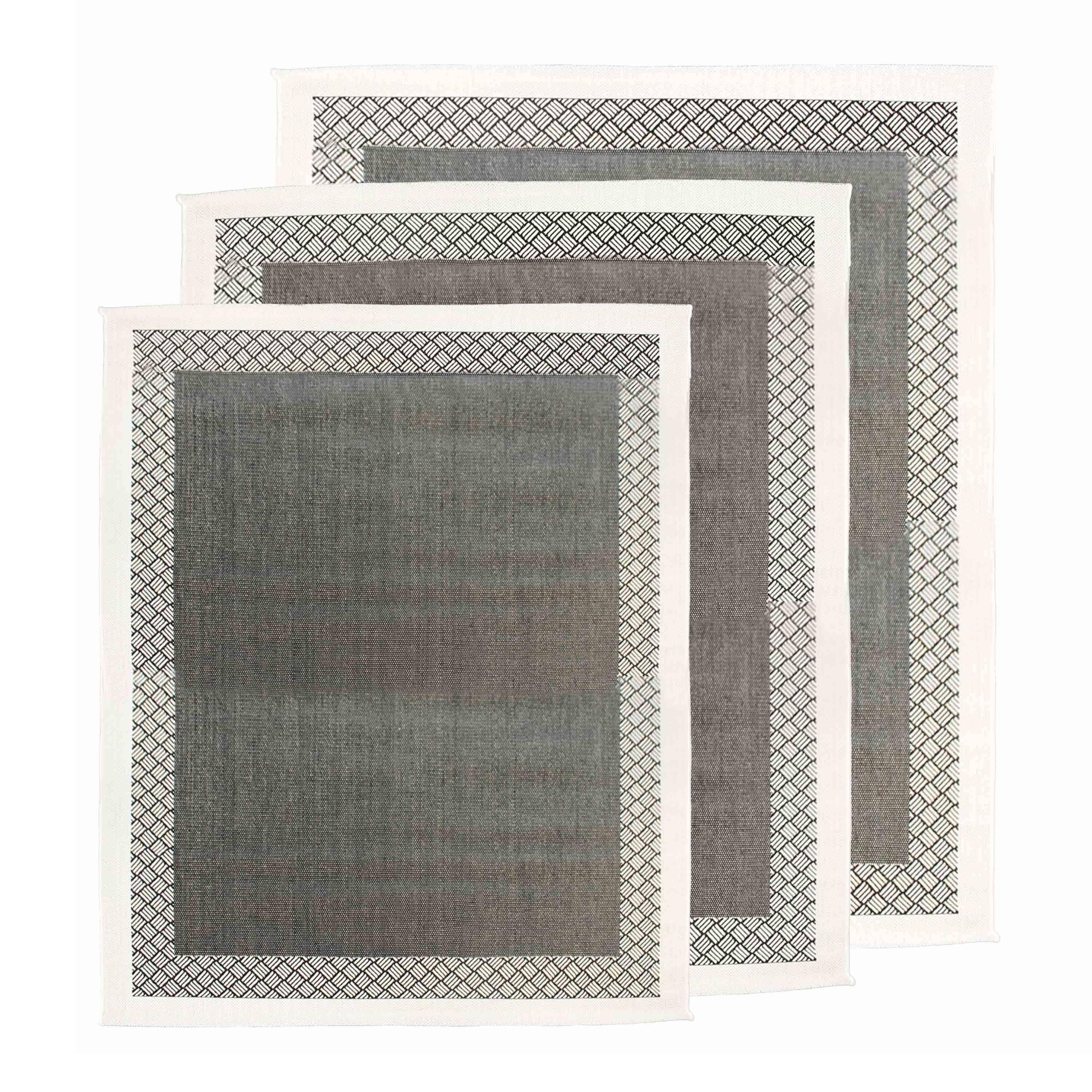 Buiten/binnen tapijt 160x230 cm, dubbel dambord patroon, zwart/grijs  Photo4