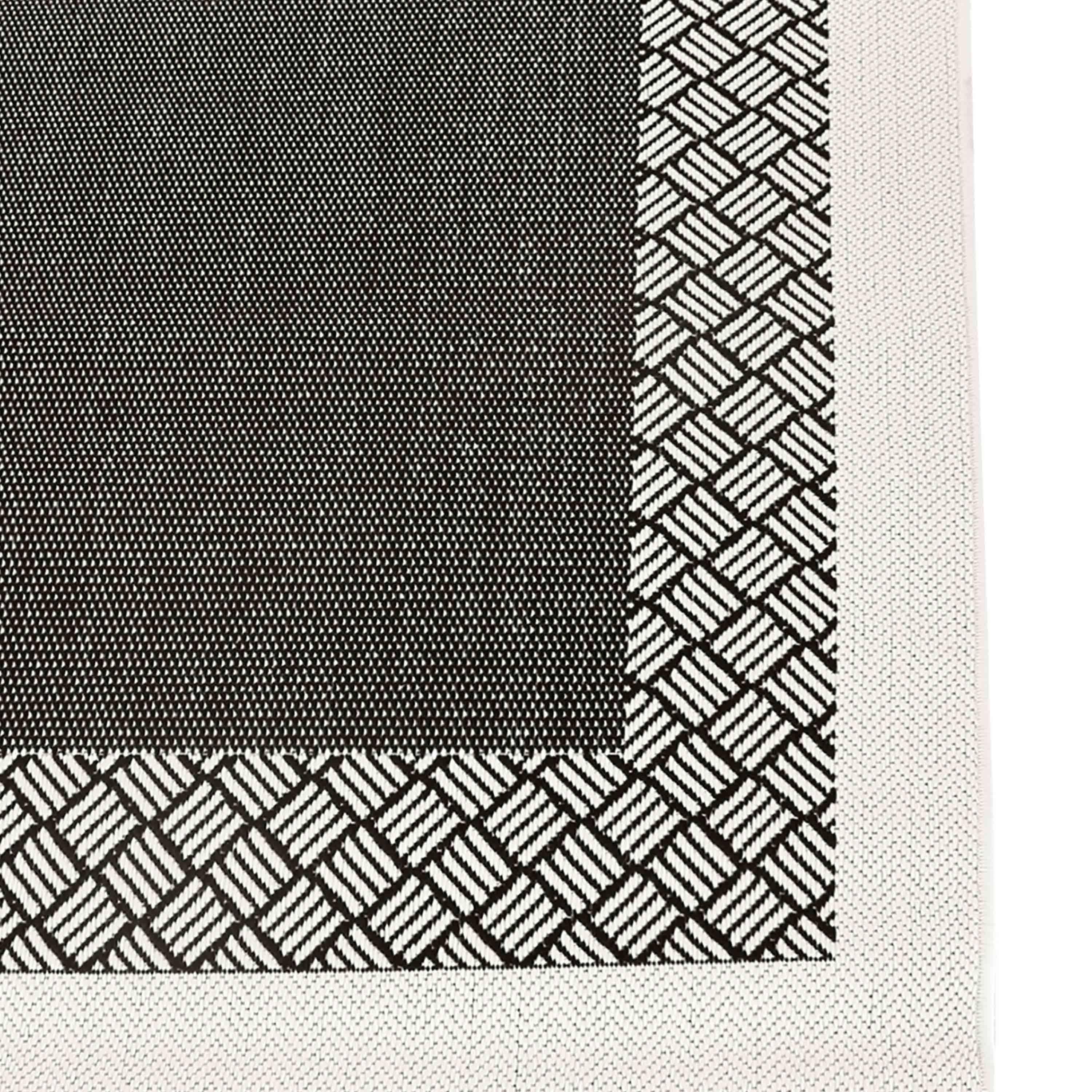 Buiten/binnen tapijt 160x230 cm, dubbel dambord patroon, zwart/grijs  Photo3