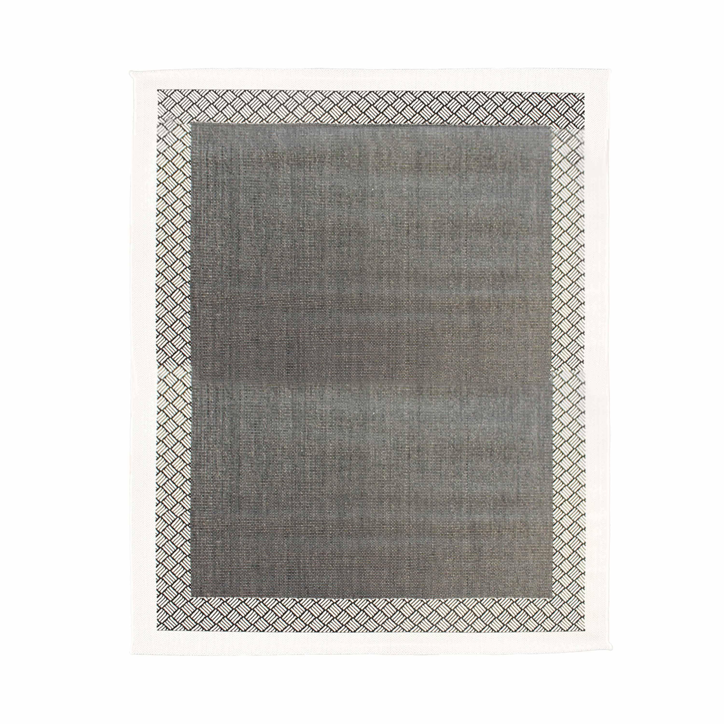 Buiten/binnen tapijt 200x290 cm, dubbel dambord patroon, zwart/grijs Photo1