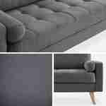 Canapé en tissu gris foncé, 3 places scandinave fixe, droit, pieds bois  Photo5