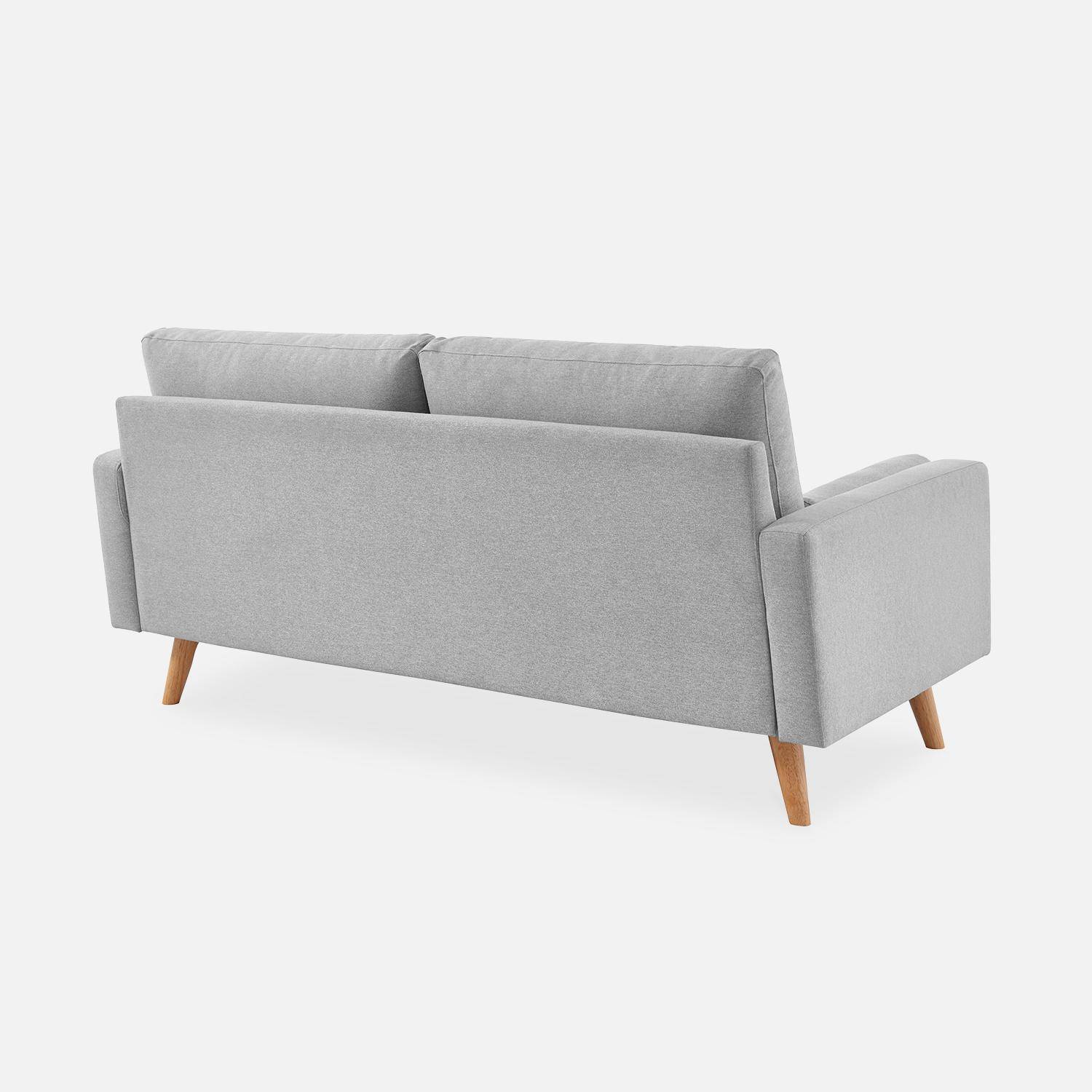 Canapé en tissu gris clair, 3 places scandinave fixe, droit, pieds bois  Photo5