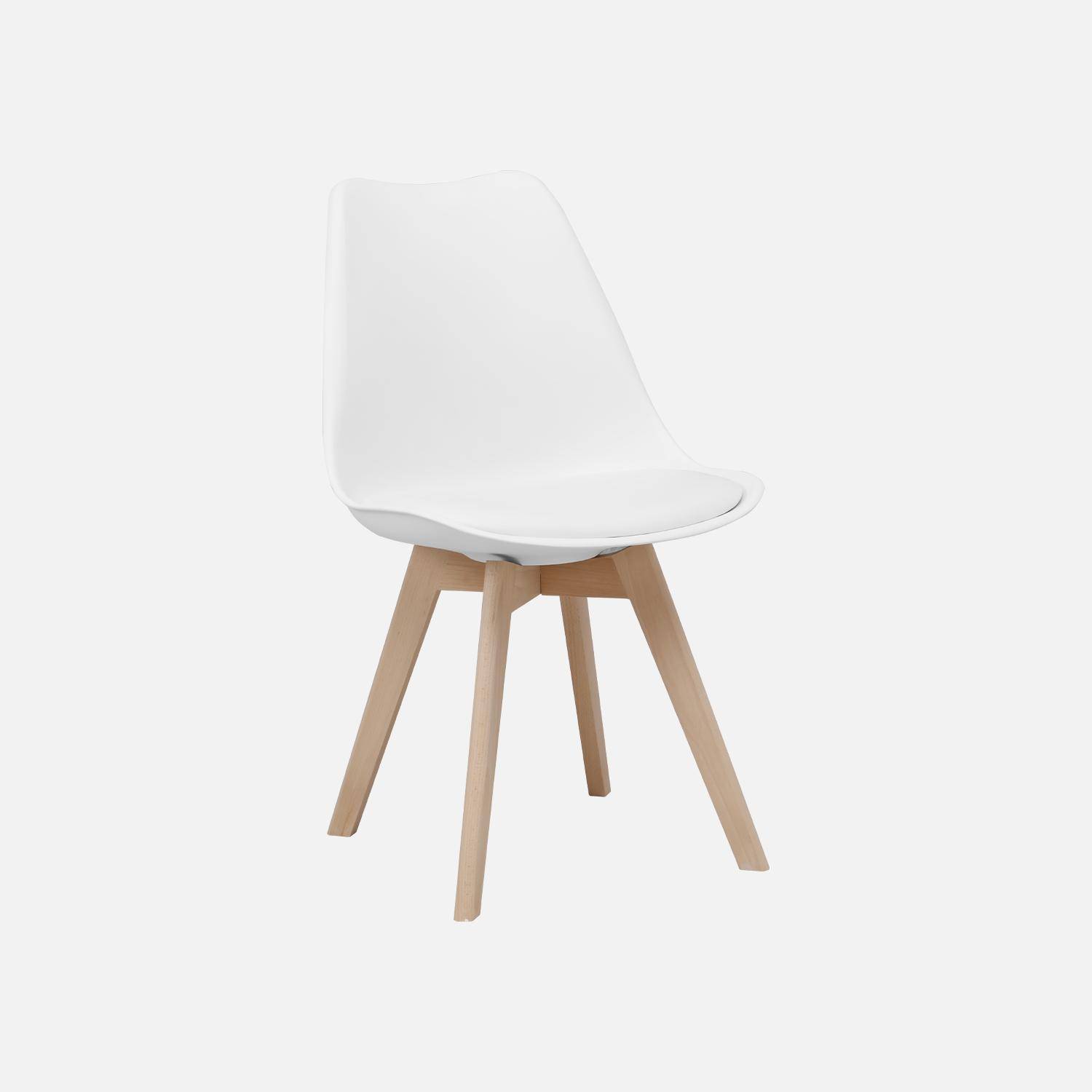 Table à manger rectangulaire bois 120cm blanc - Hedvig - 4 chaises, 4 places, scandinave, pieds bois  Photo4