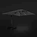 Parasol déporté haut de gamme LED carré 3x4m – PYLA LED gris anthracite – toile Sunbrella ® fabriquée en France, structure en aluminium anodisé, rotatif, éclairage led, housse de protection Photo4