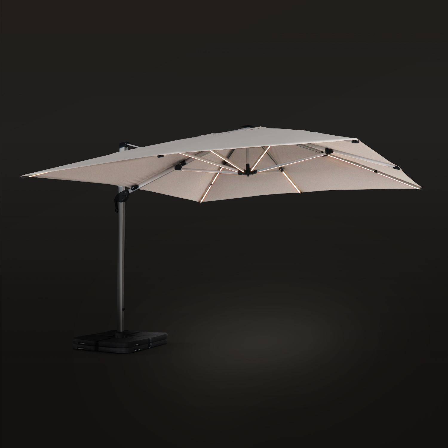Parasol déporté haut de gamme LED carré 4x4m – PYLA LED beige – toile Sunbrella ® fabriquée en France, structure en aluminium anodisé, rotatif, éclairage led, housse de protection Photo4
