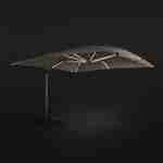Parasol déporté haut de gamme LED carré 4x4m – PYLA LED taupe – toile Sunbrella ® fabriquée en France, structure en aluminium anodisé, rotatif, éclairage led, housse de protection Photo4