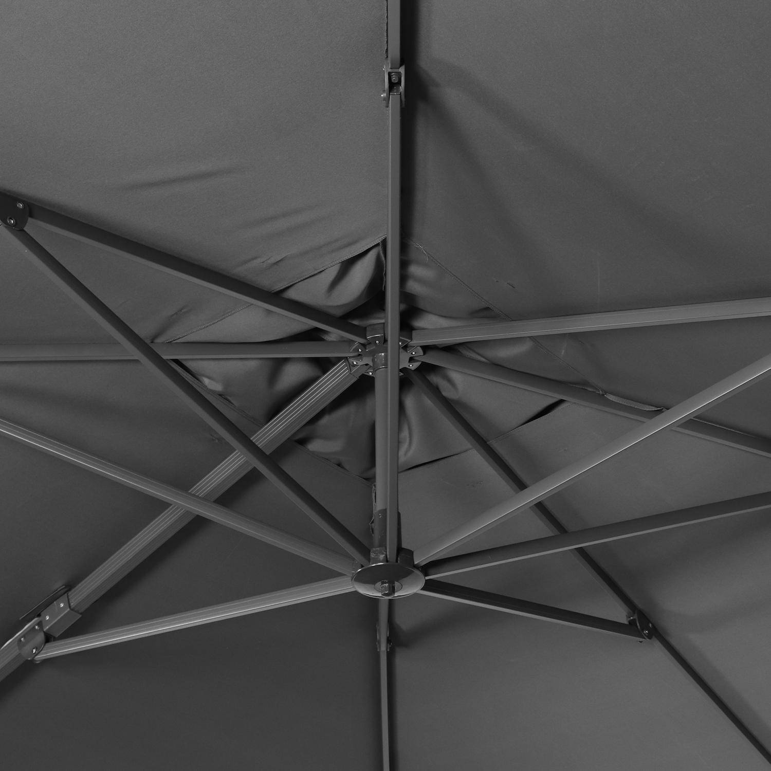 Parasol déporté rectangulaire 3x4 m - Wimereux - Gris - Parasol excentré inclinable dans 6 positions, rotatif à 360°. Photo6