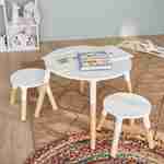 TOBIAS mesa redonda para crianças e dois bancos - pinho e MDF - Ø55 x H43CM Photo1