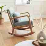 Fauteuil à bascule design en bois et tissu, 1 place, rocking chair scandinave, vert d'eau Photo2