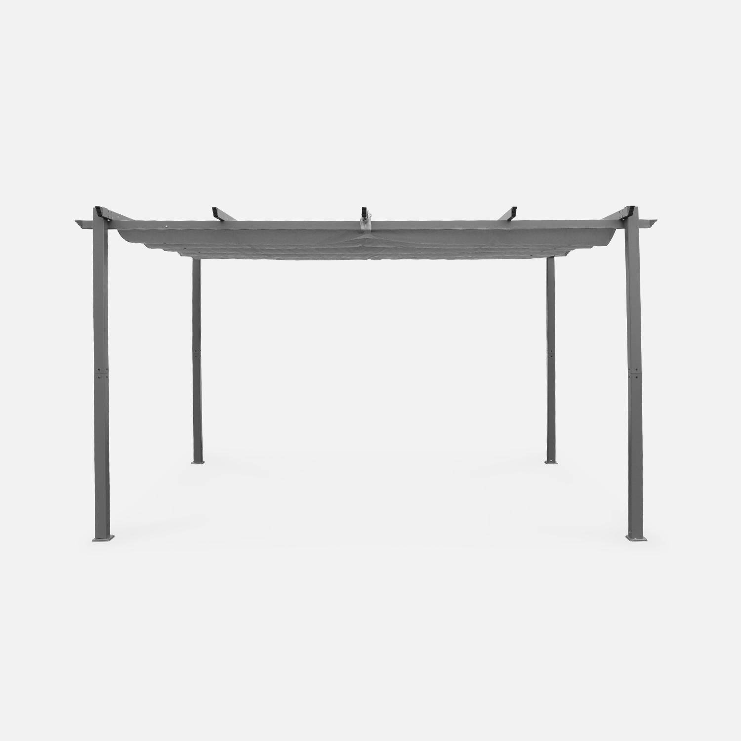Pergola aluminium - Isla 3x4m -  Toile grise - Tonnelle idéale pour votre terrasse, toit rétractable, toile coulissante, structure aluminium Photo2