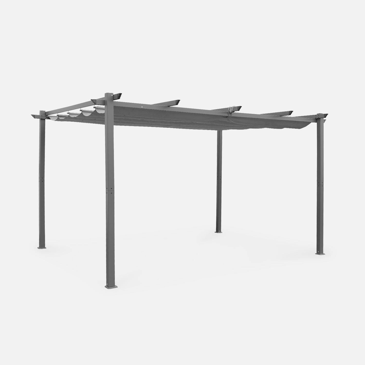 Pergola aluminium - Isla 3x4m -  Toile grise - Tonnelle idéale pour votre terrasse, toit rétractable, toile coulissante, structure aluminium Photo1