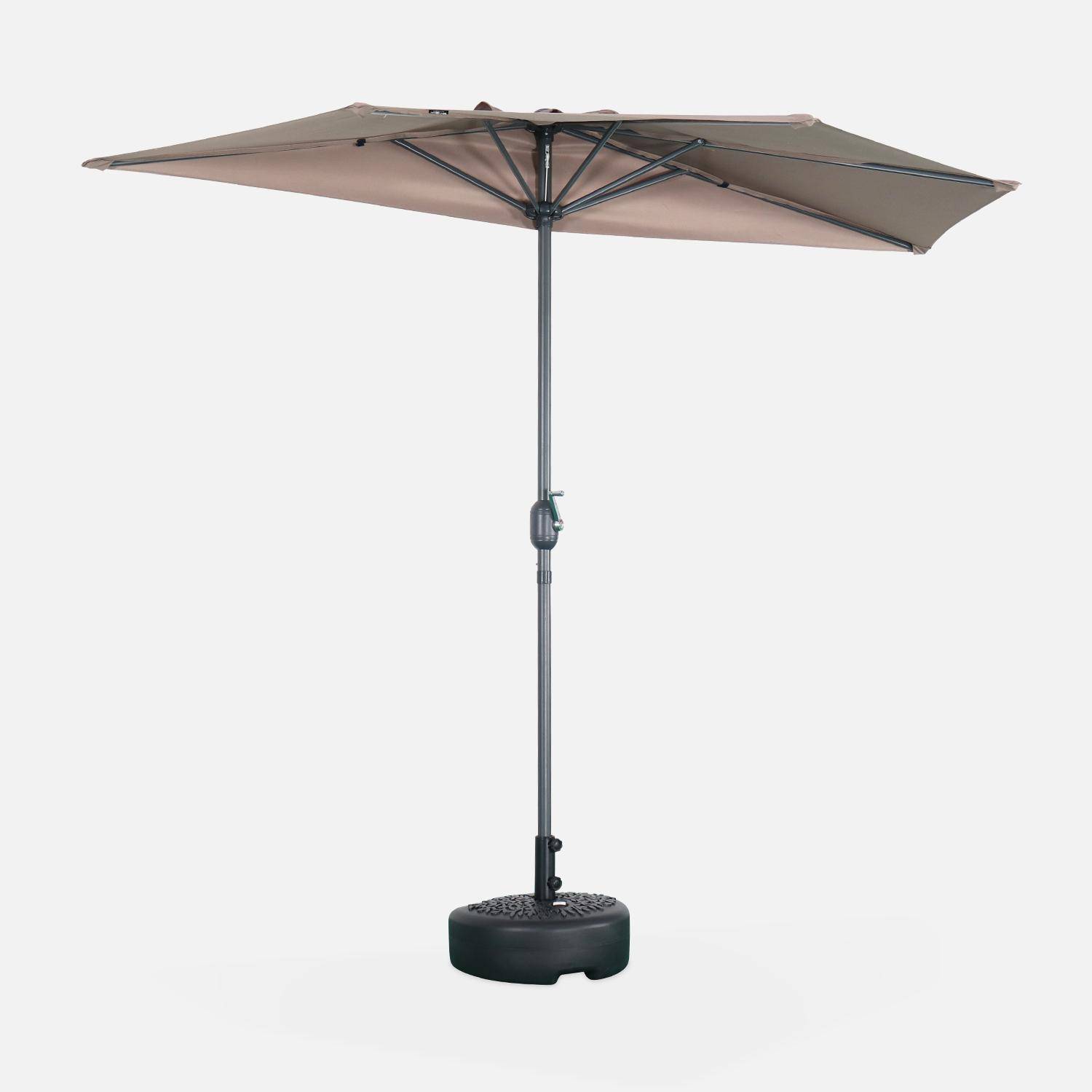 Ombrellone da balcone Ø250cm - CALVI - Mezzo ombrellone dritto, palo in alluminio con manovella, telo bruno/talpa Photo1