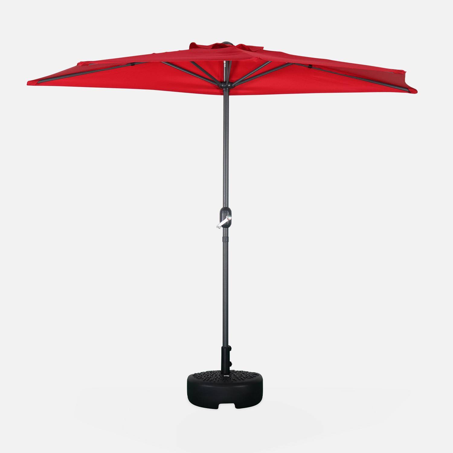  Parasol para balcón Ø250cm  – CALVI – Pequeño parasol recto, mástil en aluminio con manivela, tela color rojo Photo2