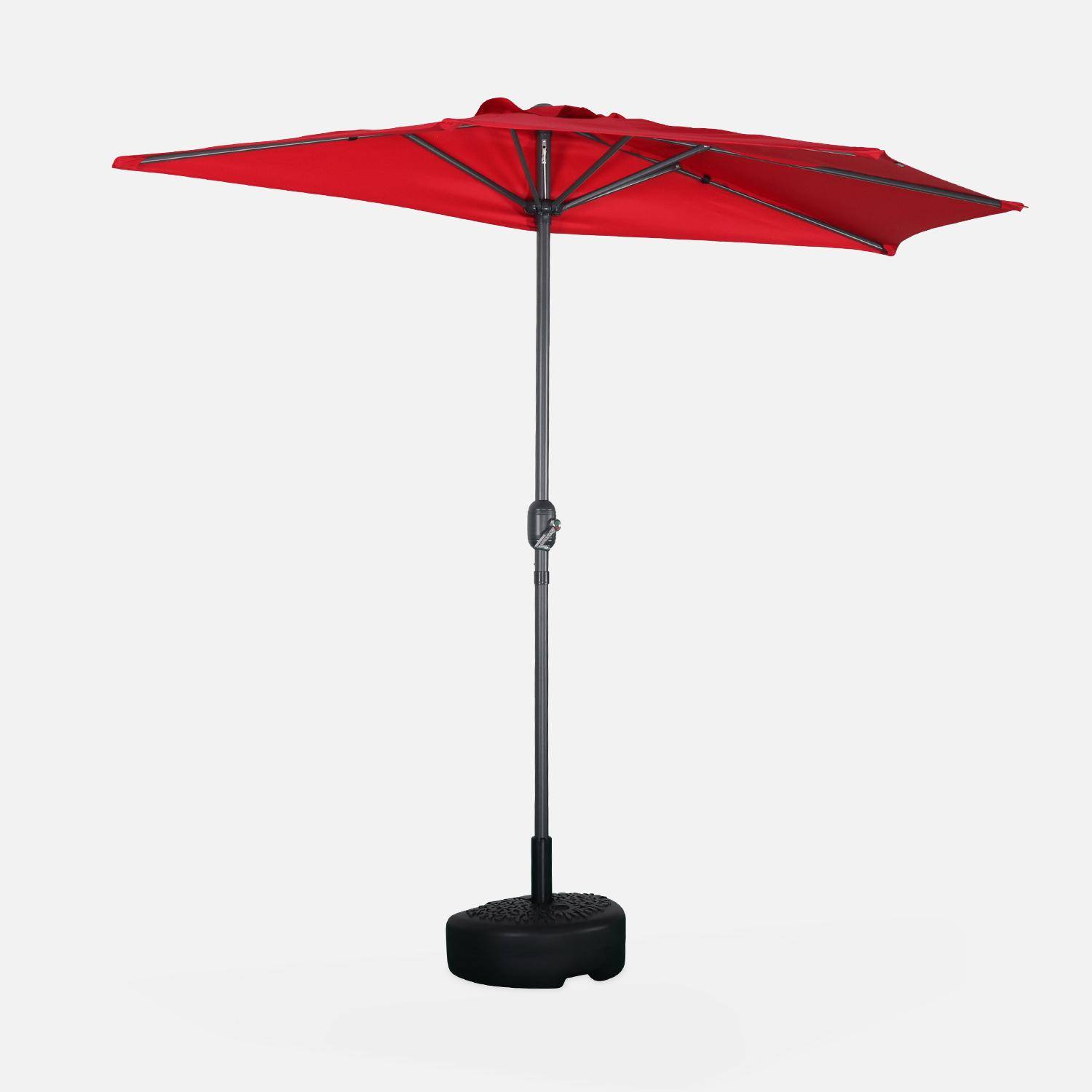  Parasol para balcón Ø250cm  – CALVI – Pequeño parasol recto, mástil en aluminio con manivela, tela color rojo Photo1