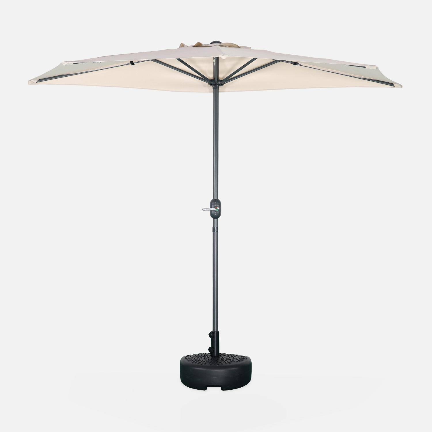 Ombrellone da balcone Ø250cm - CALVI - Mezzo ombrellone dritto, palo in alluminio con manovella, telo colore sabbia Photo2