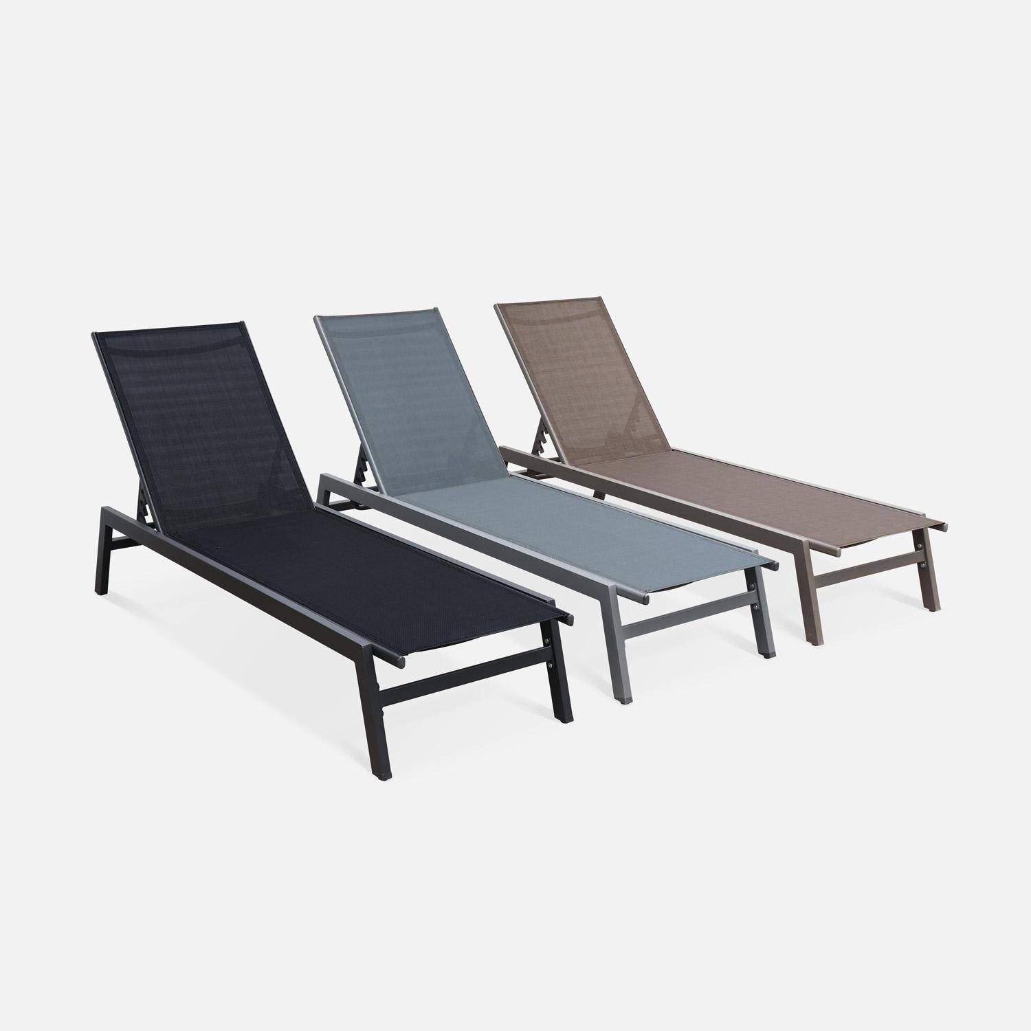 Ligstoel Emma - verstelbaar in 5 posities, lichtgewicht en stapelbaar, aluminium frame en textileen zitting, draagvermogen tot 110kg, grijs/zwart Photo4