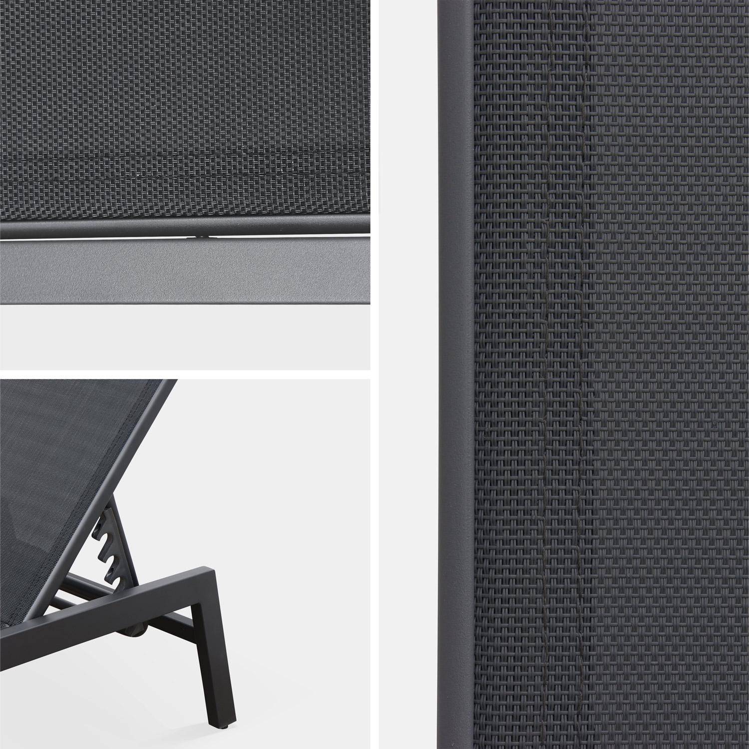 Ligstoel Emma - verstelbaar in 5 posities, lichtgewicht en stapelbaar, aluminium frame en textileen zitting, draagvermogen tot 110kg, grijs/zwart Photo3