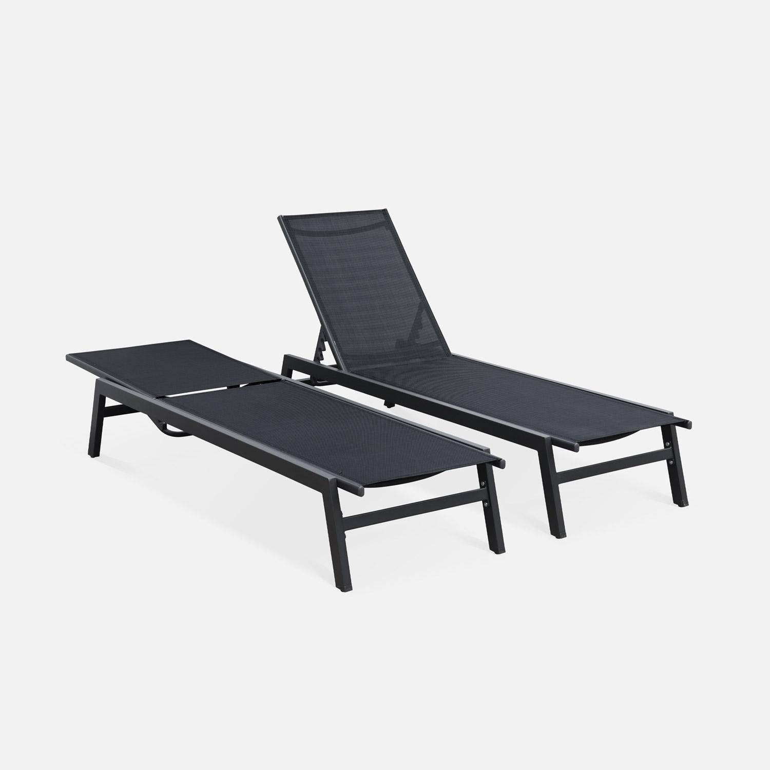 Ligstoel Emma - verstelbaar in 5 posities, lichtgewicht en stapelbaar, aluminium frame en textileen zitting, draagvermogen tot 110kg, grijs/zwart Photo2