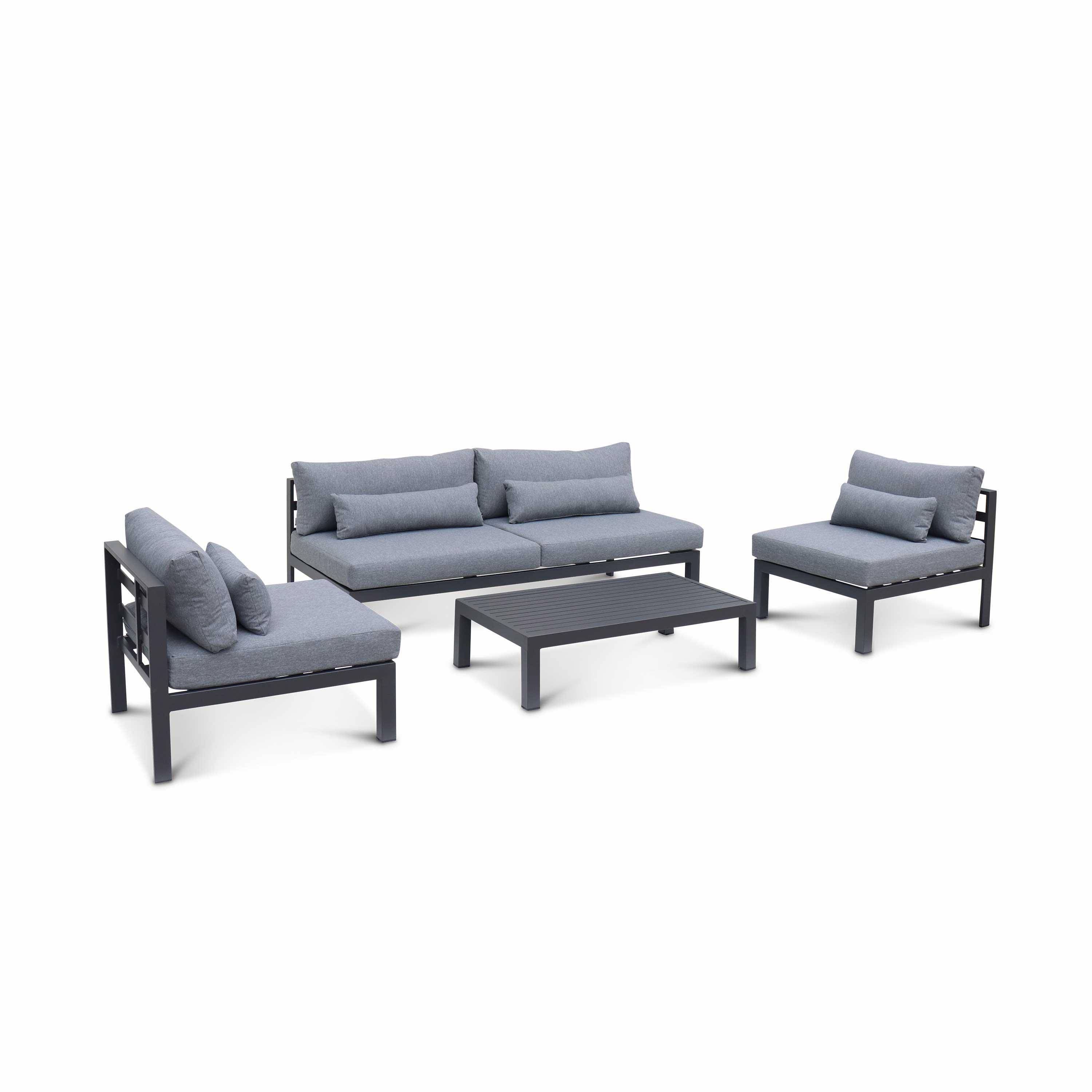 Gartenmöbel Set RIETI für 4 Personen aus Aluminium, tiefe Sitze, Grau Anthrazit Photo3