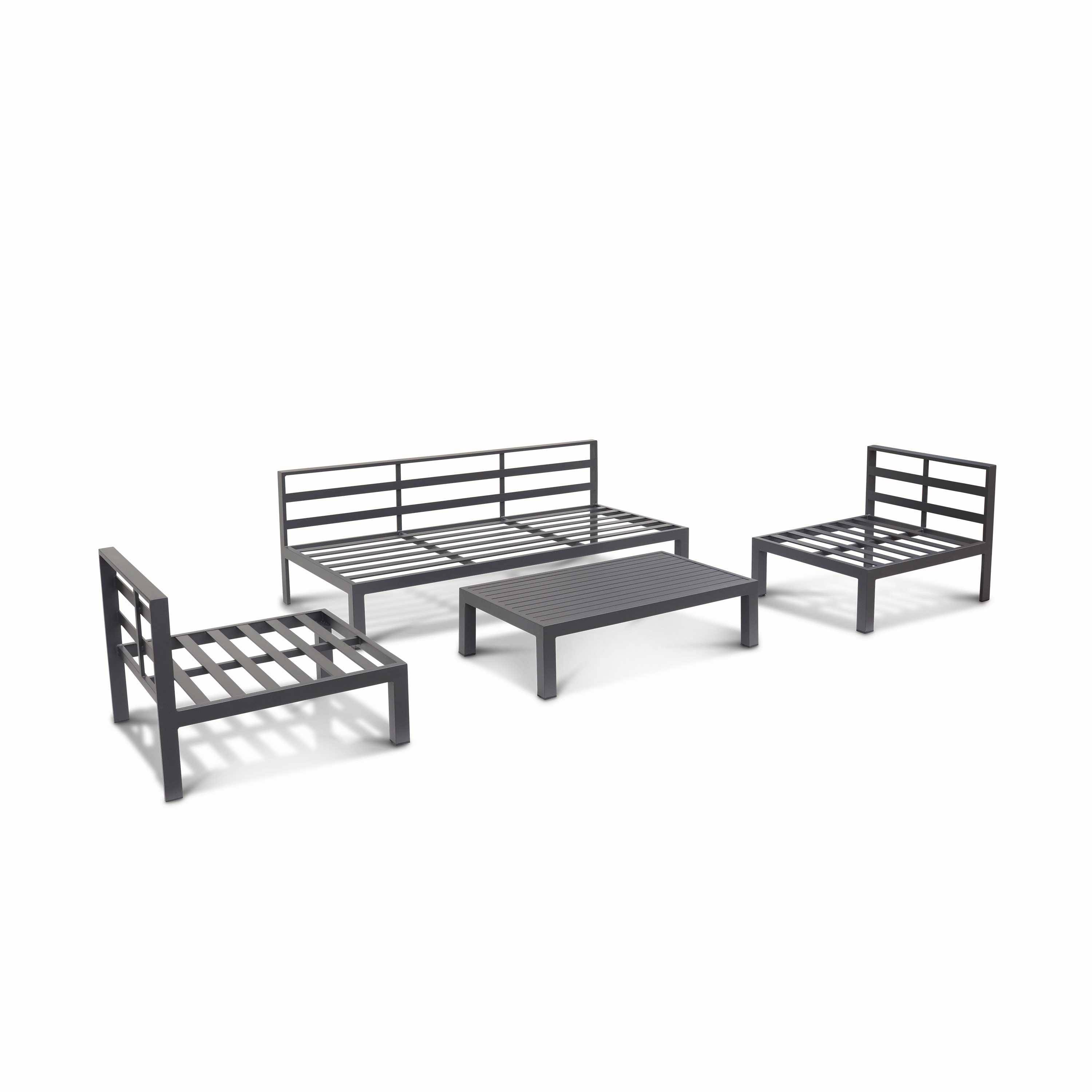 Gartenmöbel Set RIETI für 4 Personen aus Aluminium, tiefe Sitze, Grau Anthrazit Photo4