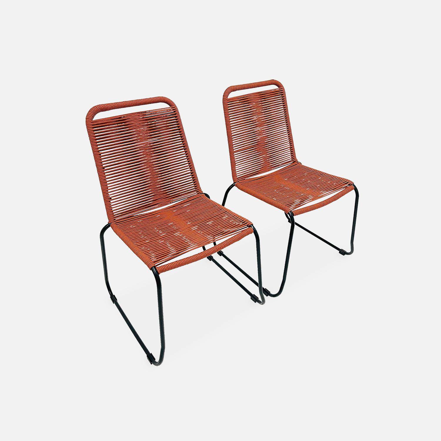 Set mit 2 BRASILIA Gartenstühlen aus Seil, terracotta, stapelbar, draußen Photo4