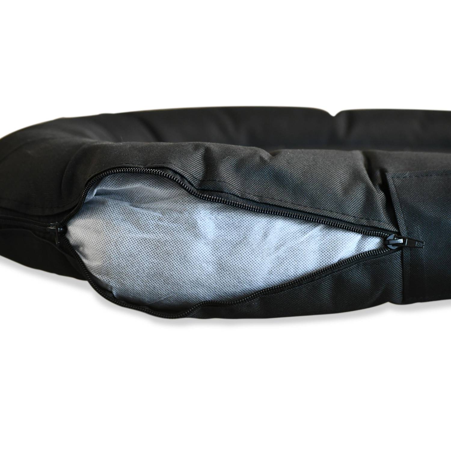 Coussin en tissu noir 80x60 cm de forme ovale déhoussable pour petit chien, taille S  Photo5