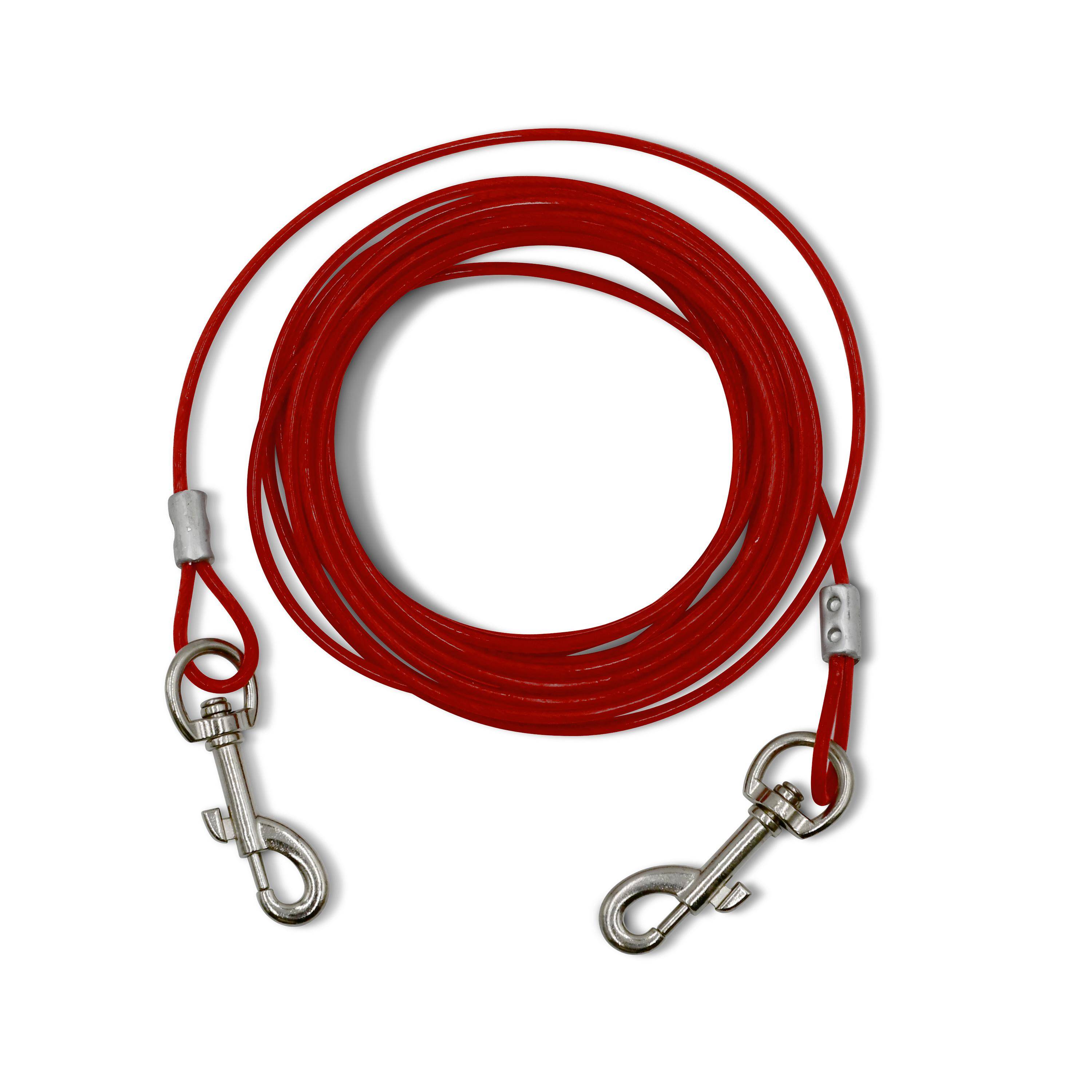 Piquet d’attache en fer de 40 cm et câble gainé de 4.5 m, épaisseur 5 mm, rouge Photo2